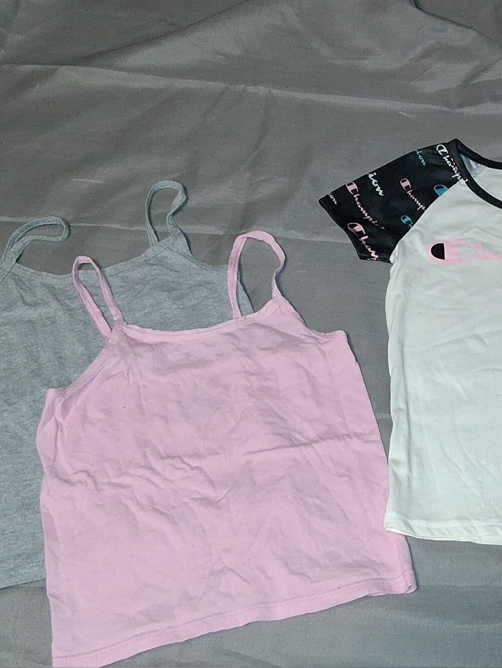 Champion Pink, Gray & White Girls' Tank and Tee Set